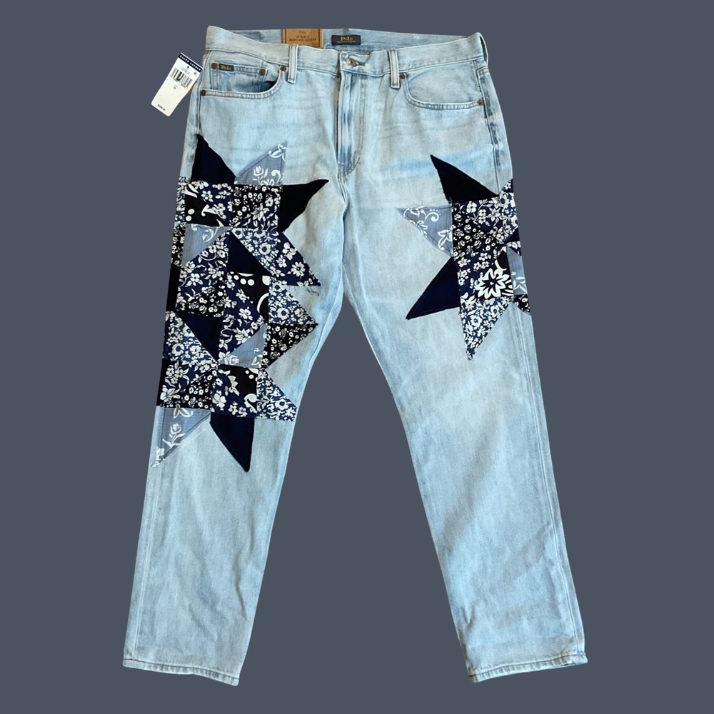 Polo Ralph Lauren Blue Patchwork Boyfriend Jeans Size 30